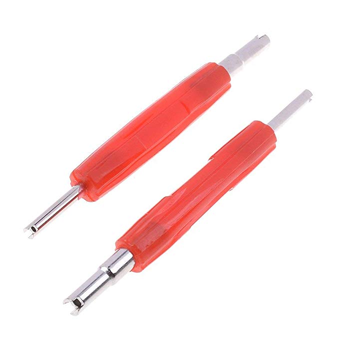 Ioffersuper 2 Pcs Red 2 in 1 Set Dual Single Head Valve Core Remover Tire Repair Tool