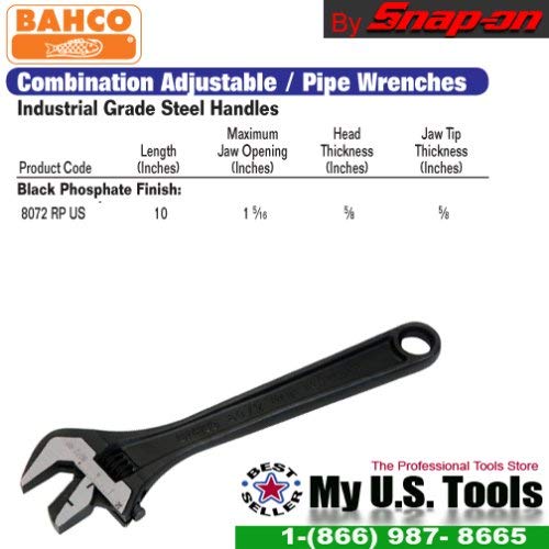 Bahco Black Adjustable Wrench Ergo 10