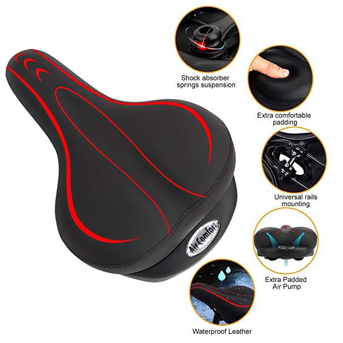 Yoleo Bike Saddle Seat, Oversize Bicycle Seat Saddle Replacement Bicycle Accessories Universal Waterproof Gel Bike Saddle Road Bicycle Mountain Bike Seat for Women Bicycle Seats for Men