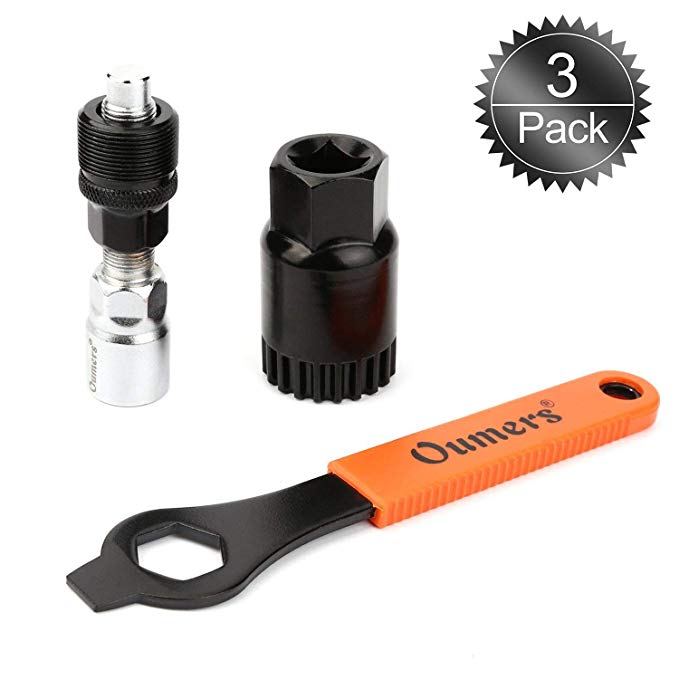 Oumers Bike Crank Extractor and Bottom Bracket Remover with 16mm Spanner Wrench, Bicycle Crank Removal Tool Crank Puller Tool-Bike Crank Arm Remover Spanner Repair Tools Kit