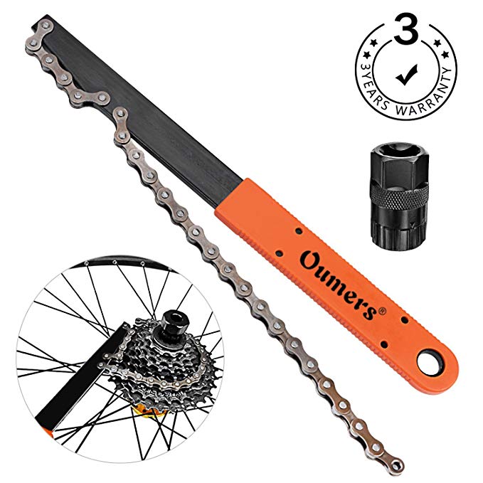 Oumers Bike Chain Tools Kit, Upgrade Rotor Lockring Removal Wrench & Chain Whip with Cassette/Bicycle Flywheel Remover Sprocket Remover Tool Pack