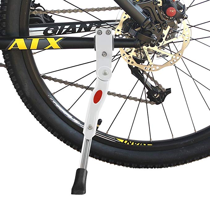 Bicycle Kickstand, Wolfride Adjustable Side Kickstand Aluminium Alloy Bike Height Rear Kick Stand for Bike 22/ 24/ 26 inch/ 700C Road Bicycle White