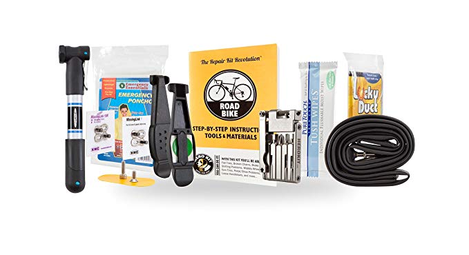 Road Bike Repair Kit with Tube, Tools, Pump, Chain Links, Bolts, Instructions, Lightweight, Super Hero Bike Kit Road Cyclists