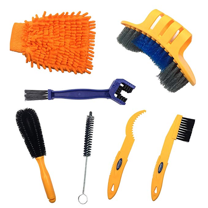 Anndason 6 Pieces Precision Bicycle Cleaning Brush Tool suitable for Mountain, Road, City, Hybrid,BMX Bike and Folding Bike