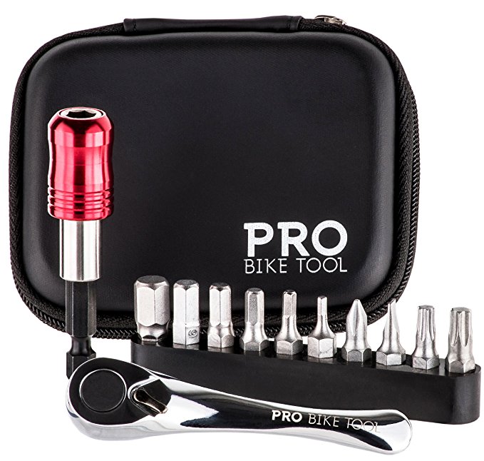 Pro Bike Tool Mini Ratchet Tool Set - Reliable & Stylish Multitool Repair Kit for Road & Mountain Bikes - Versatile EDC Multi Tool for Your Bicycle, Home or Work - Hard Case Pouch