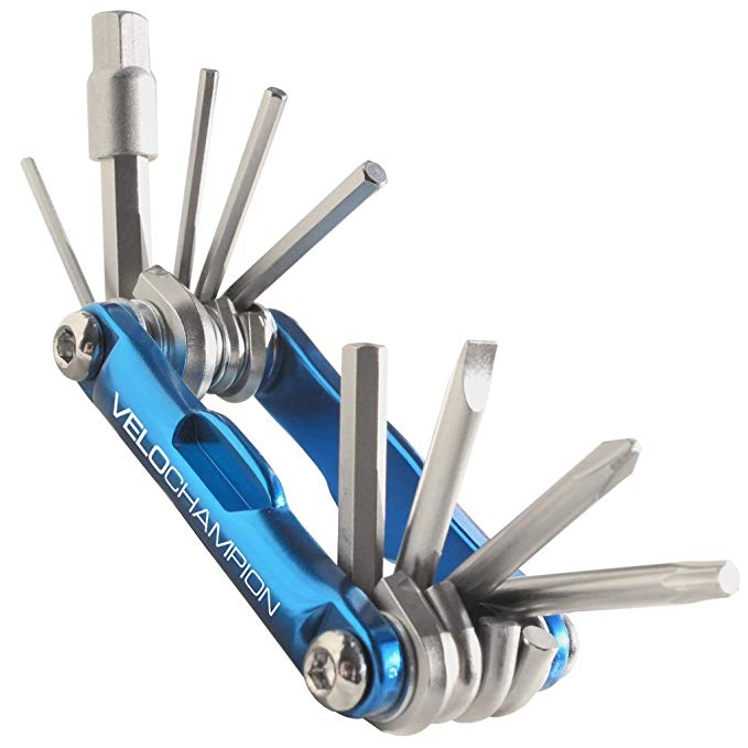 VeloChampion MLT10 Bike Multi Tool bikes with multiple hex keys to fit any size bolt or screw, fold out philips and slotted screwdrivers