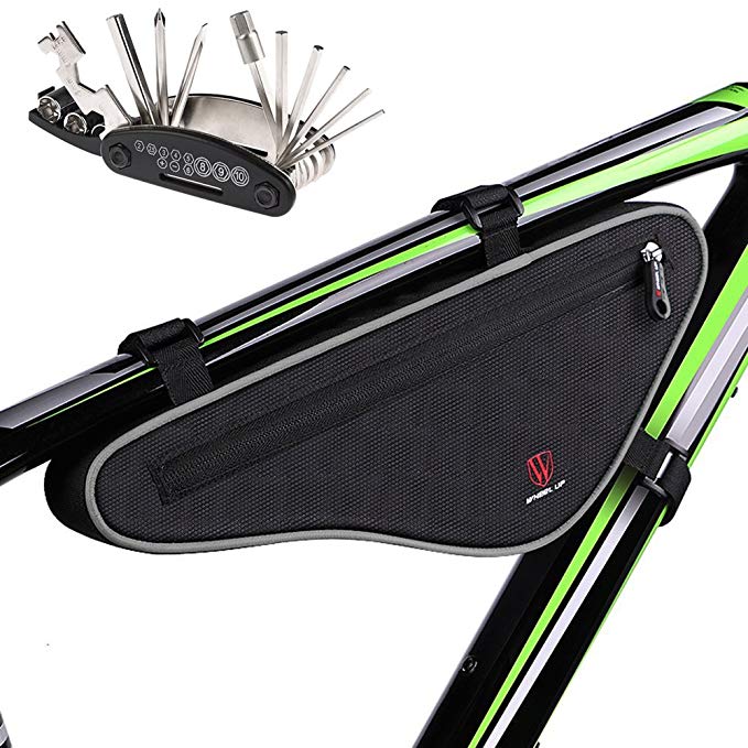 MOOZO Cycling Bicycle Bike Bag Top Tube Triangle Bag Front Saddle Frame Pouch Outdoor MTB Road Bike Front Bag with Reflective Stripe