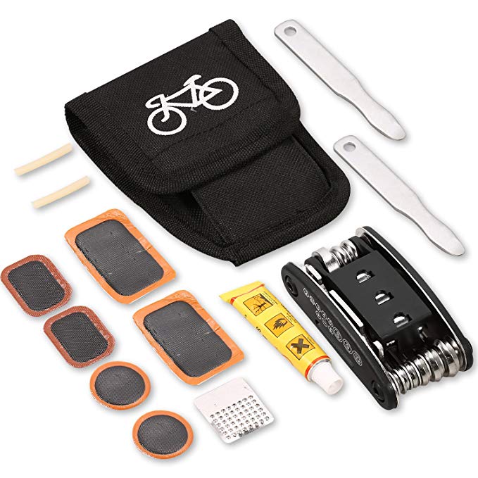 Grows Speedrid 16 in 1 Multi-Function Bike Mechanic Repair Tool Kit Package Multifunction Mountain Bike Repair Accessories (Black)